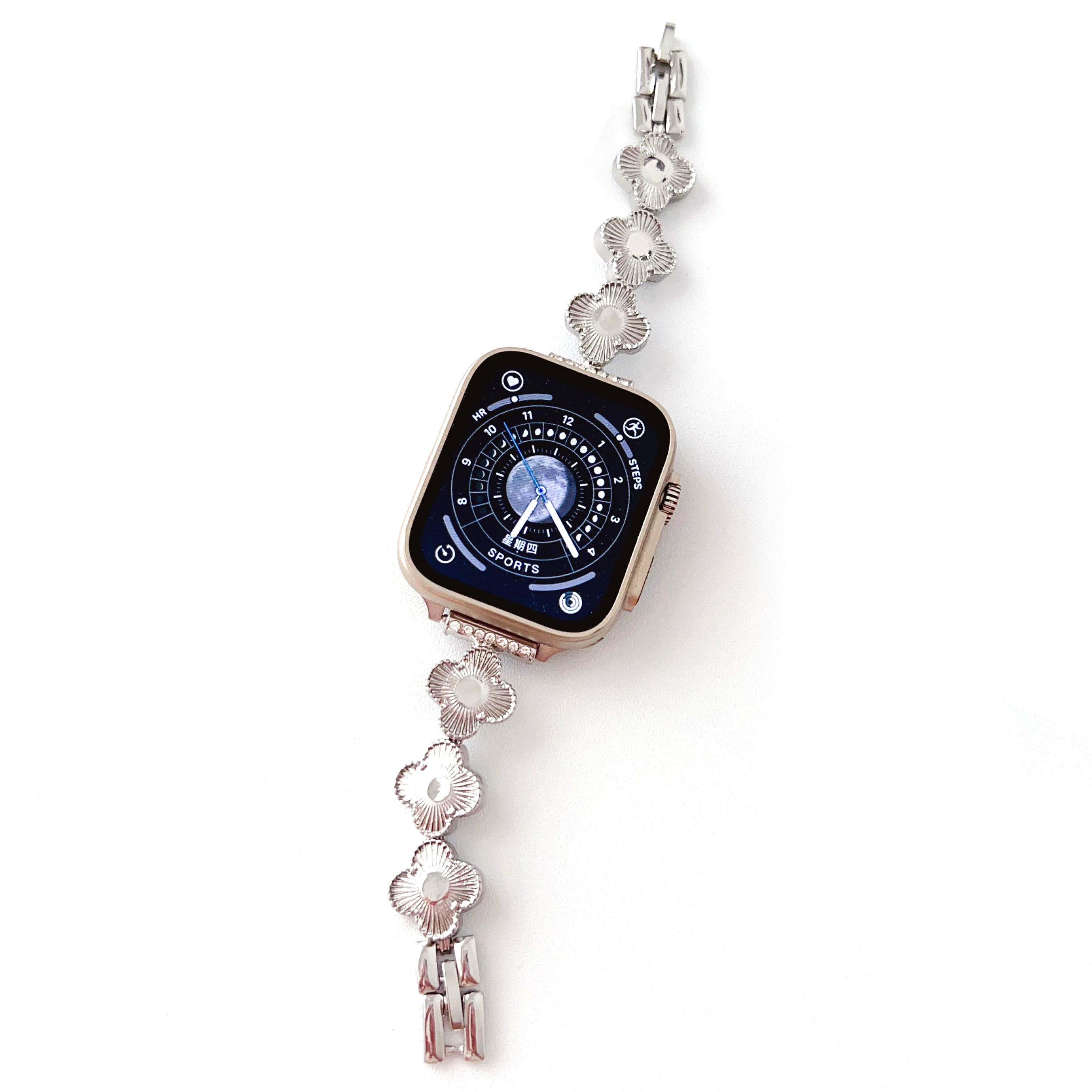Metal Watchband for Apple Watch Ultra 2 49mm Series 9 45mm SE (2023) 44mm Ultra 49mm 8 7 45mm 6 5 4 SE (2022) SE 44mm 3 2 1 42mm Clover Charm Watch Bracelet Metal Watchband for Apple Watch Ultra 2 49mm Series 9 45mm SE (2023) 44mm Ultra 49mm 8 7 45mm 6 5 4 SE (2022) SE 44mm 3 2 1 42mm Clover Charm Watch Bracelet